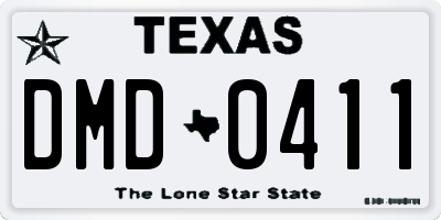 TX license plate DMD0411