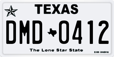 TX license plate DMD0412