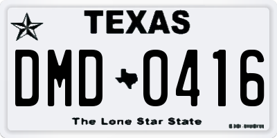 TX license plate DMD0416
