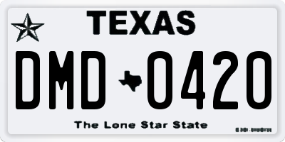 TX license plate DMD0420