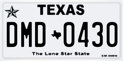 TX license plate DMD0430