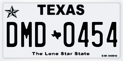 TX license plate DMD0454