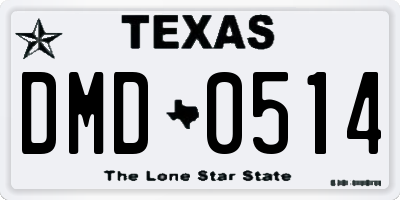 TX license plate DMD0514