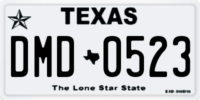 TX license plate DMD0523