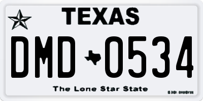 TX license plate DMD0534