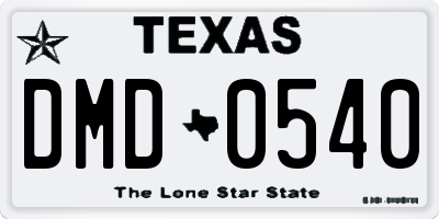 TX license plate DMD0540