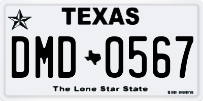 TX license plate DMD0567