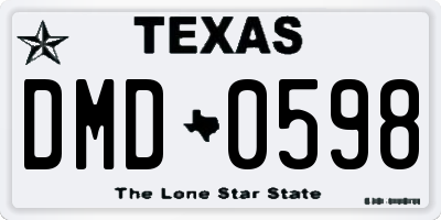 TX license plate DMD0598