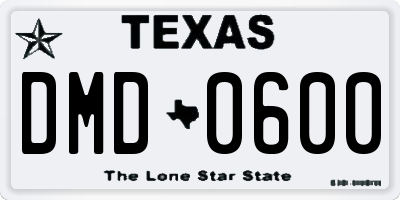 TX license plate DMD0600