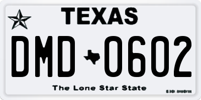TX license plate DMD0602