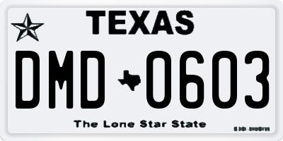 TX license plate DMD0603