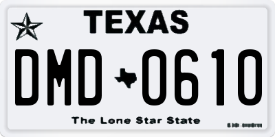TX license plate DMD0610