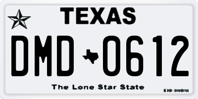 TX license plate DMD0612