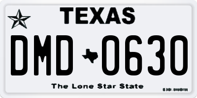 TX license plate DMD0630