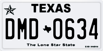 TX license plate DMD0634