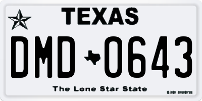 TX license plate DMD0643