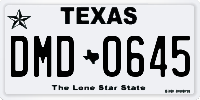 TX license plate DMD0645