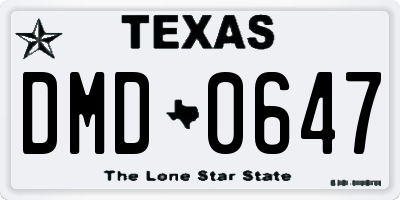 TX license plate DMD0647