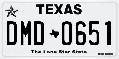 TX license plate DMD0651