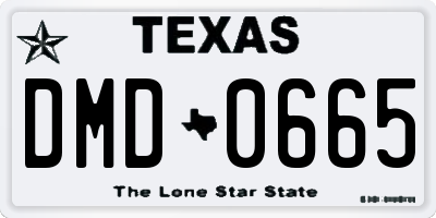 TX license plate DMD0665
