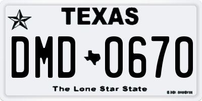 TX license plate DMD0670