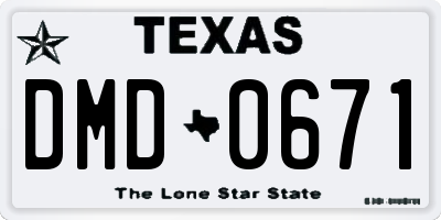 TX license plate DMD0671