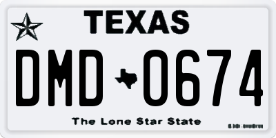 TX license plate DMD0674