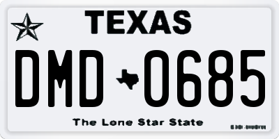 TX license plate DMD0685