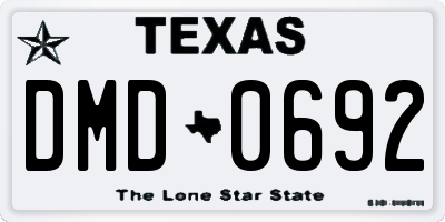TX license plate DMD0692