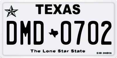 TX license plate DMD0702