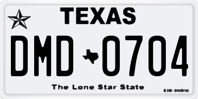 TX license plate DMD0704