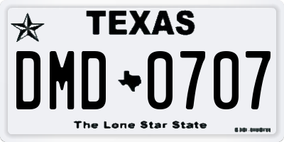TX license plate DMD0707