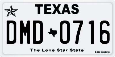 TX license plate DMD0716
