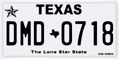 TX license plate DMD0718