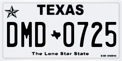 TX license plate DMD0725