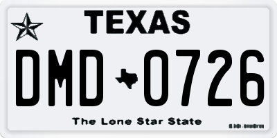 TX license plate DMD0726
