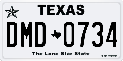 TX license plate DMD0734