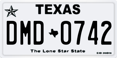 TX license plate DMD0742