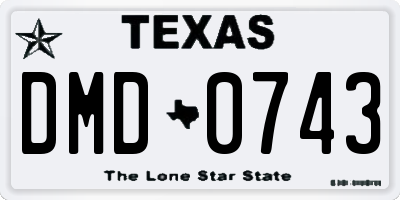 TX license plate DMD0743