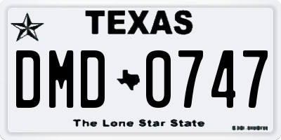 TX license plate DMD0747