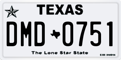 TX license plate DMD0751