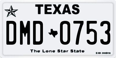 TX license plate DMD0753