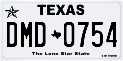 TX license plate DMD0754