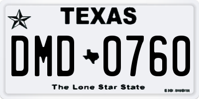 TX license plate DMD0760