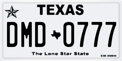 TX license plate DMD0777
