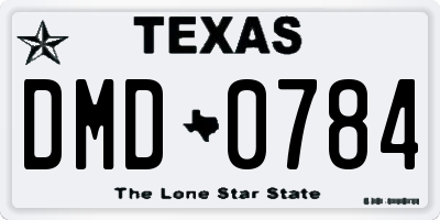 TX license plate DMD0784