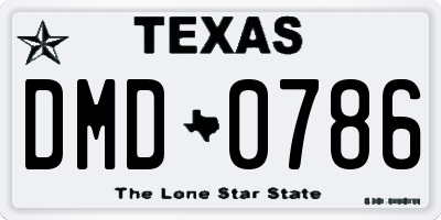TX license plate DMD0786