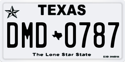 TX license plate DMD0787