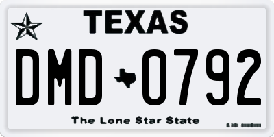 TX license plate DMD0792