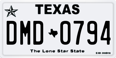 TX license plate DMD0794